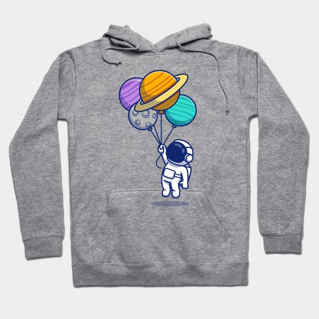 Cute Astronaut Floating With Planets Hoodie by Catalyst Labs